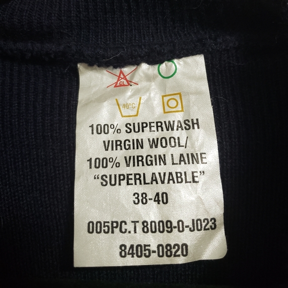 VINTAGE Navy Superwash Virgin Wool Sweater - Picture 5 of 6